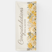 Banderoles Fiançailles floral à crème jaune (Vertical)