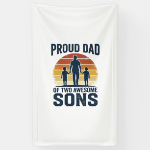 Banderoles Fier papa de deux fils géniaux design de t-shirt v