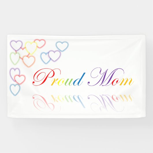 Banderoles Fière maman LGBTQ+ / Fierté / Coeurs arc-en-ciel (Horizontal)