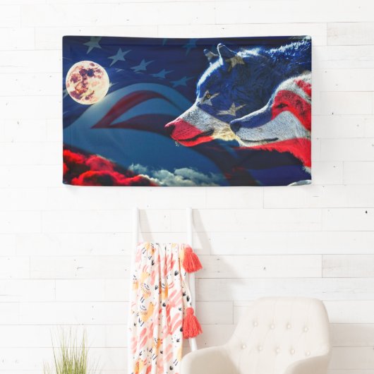 Banderoles Fierté de loup de pays et drapeau (En situation)