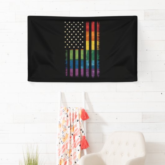 Banderoles Fierté USA Amérique détenue drapeau arc-en-ciel LG (En situation)