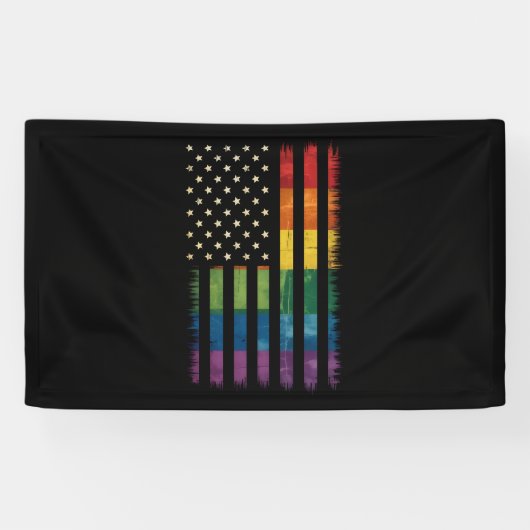 Banderoles Fierté USA Amérique détenue drapeau arc-en-ciel LG (Horizontal)
