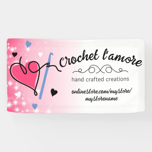 Banderoles Fil de coeur crochet crochet artisanat montrer sta (Horizontal)