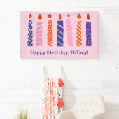 Banderoles Fille 7 Anniversaire 7 Pink, Purple Candles Party (En situation)