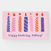Banderoles Fille 7 Anniversaire 7 Pink, Purple Candles Party (Horizontal)