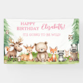 Banderoles Fille Animaux des bois Anniversaire (Horizontal)