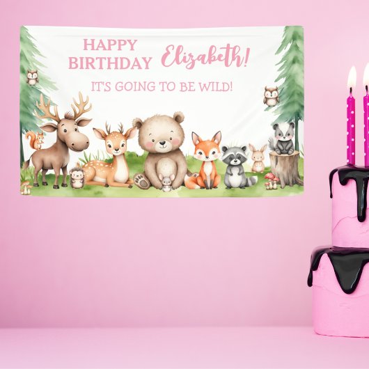 Banderoles Fille Animaux des bois Anniversaire