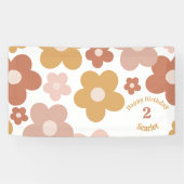 Banderoles Fille Anniversaire des marguerites Retro tendance (Horizontal)