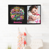 Banderoles Fille Anniversaire Enfants Rose Turquoise Graffiti (En situation)