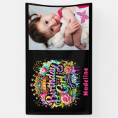 Banderoles Fille Anniversaire Enfants Rose Turquoise Graffiti (Vertical)