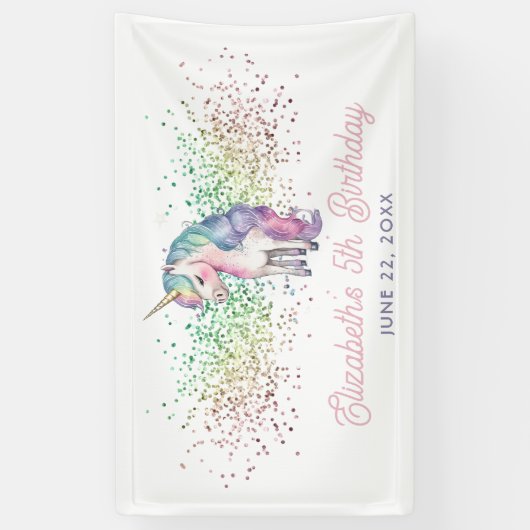 Banderoles Fille arc-en-ciel Parties scintillant magique Unic (Vertical)