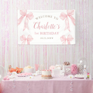 Banderoles Fille Arc-en-ciel Rose Pastel 1er Anniversaire