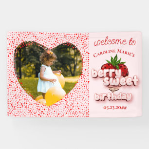 Banderoles Fille aux fraises Berry rose Sweet Birthday Photo