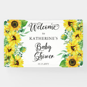 Banderoles Fille Baby shower Boho Tournesols Eucalyptus