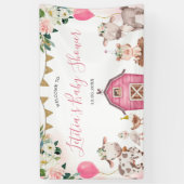 Banderoles Fille Baby shower de ferme rose Grand panneau de b (Vertical)
