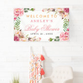 Banderoles Fille baby shower Élégant Chic Rose Floral (En situation)