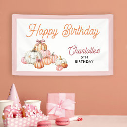Banderoles Fille Citrouille Patch annonce Bonne fête d'annive