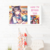 Banderoles Fille d'Anime personnalisée à Bowling fête d'anniv (En situation)