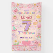 Banderoles Fille d'anniversaire 7 ans Pastel Patchwork Arc-en (Verticale)