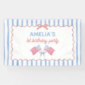 Banderoles Fille d'anniversaire avec un nœud de drapeau améri (Horizontal)