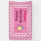 Banderoles Fille d'anniversaire, Coeurs d'amour, Fleurs, Papi (Vertical)