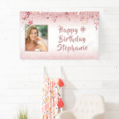 Banderoles Fille d'anniversaire Faux Rose Parties scintillant (En situation)