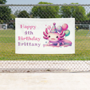 Banderoles Fille d'anniversaire personnalisée Anime Axolotl