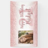 Banderoles Fille d'anniversaire Rose or Parties scintillant é (Vertical)