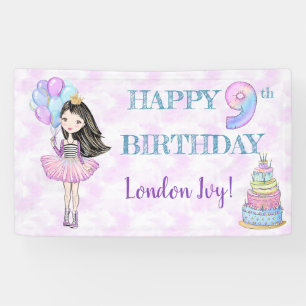 Banderoles Fille de 9 ans pour son anniversaire Princesse Lav