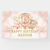 Banderoles Fille de luxe Anniversaire Pink Gold Baseball (Horizontal)