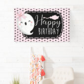 Banderoles Fille d'Halloween heureux anniversaire rose noir (En situation)