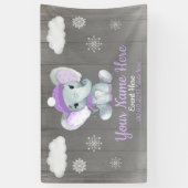 Banderoles Fille d'hiver Elephant Arrière-plan Violet Snowfla (Vertical)