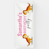 Banderoles Fille Dinosaur rose (Vertical)