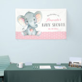 Banderoles Fille Eléphant Baby shower rose et gris (Salon professionnel)