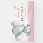 Banderoles Fille Eléphant Baby shower rose et gris (Vertical)