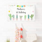 Banderoles Fille Fiesta Cactus Anniversaire (En situation)