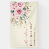 Banderoles Fille Fleur sauvage 1er anniversaire (Vertical)