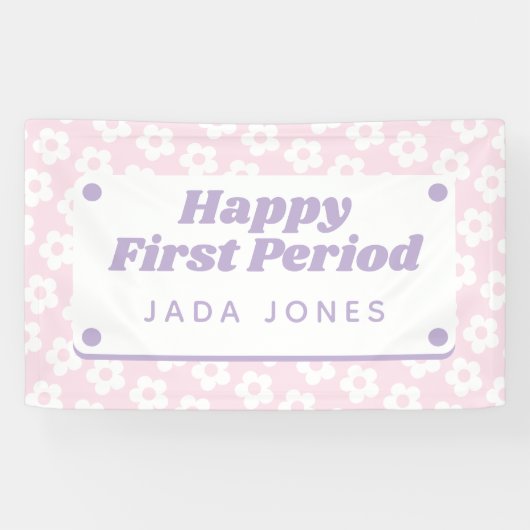 Banderoles Fille mignonne Pastel Fleurs roses Première Périod (Horizontal)