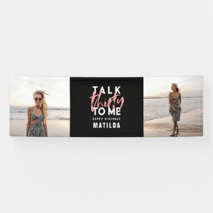 Banderoles Fille moderne noir rose multi photo 30e anniversai