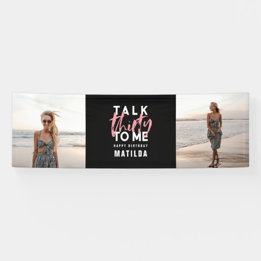 Banderoles Fille moderne noir rose multi photo 30e anniversai (Horizontal)