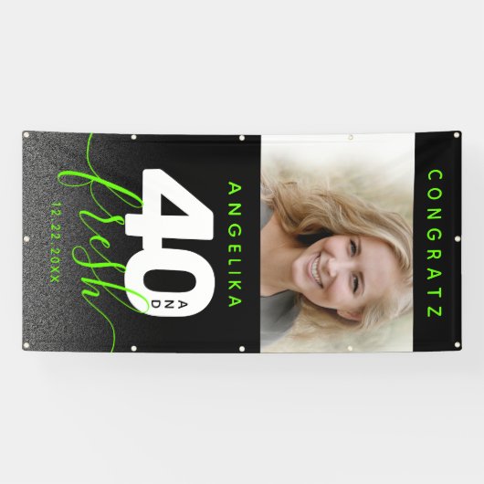 Banderoles Fille moderne vert brillant 40 et frais (Horizontal)