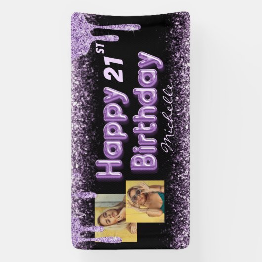 Banderoles Fille Parties scintillant noire et violette N'impo (Verticale)