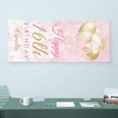 Banderoles Fille Parties scintillant rose Ballons 16e anniver (Salon professionnel)