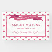 Banderoles Fille Pois rose Fête de la Graduation (Horizontal)