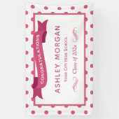 Banderoles Fille Pois rose Fête de la Graduation (Vertical)