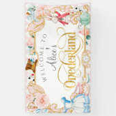 Banderoles Fille rose 1er anniversaire, Alice Onederland Thèm (Vertical)