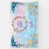 Banderoles fille rose bienvenue aquarelle florale fête d'anni (Vertical)