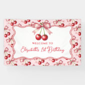 Banderoles Fille rose Coquette rouge Cherry premier anniversa (Horizontal)