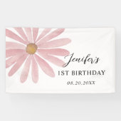 Banderoles Fille rose Daisy Première fête d'anniversaire (Horizontal)