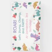 Banderoles Fille Rose et Pastel et le Dinosaure (Vertical)